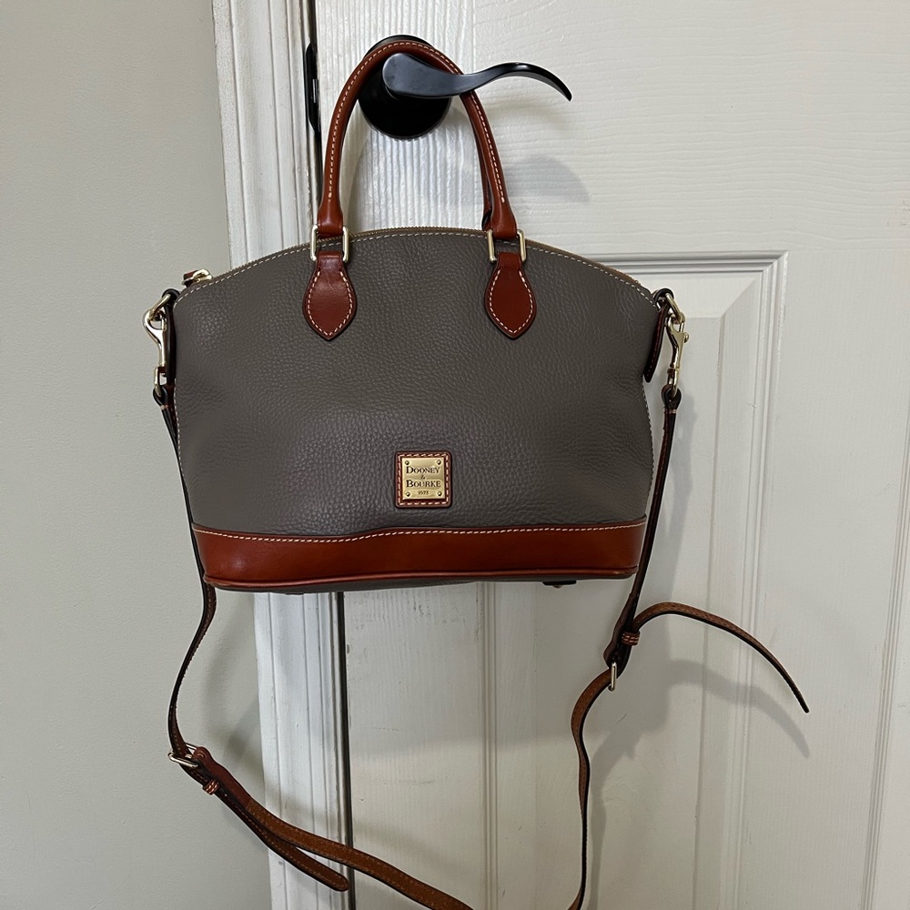 Dooney & Bourke Gray and Brown Leather Satchel